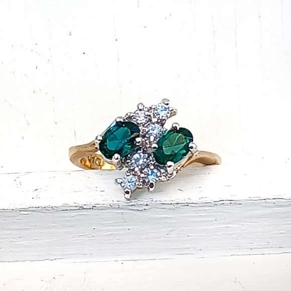 DAC Emerald and CZ Gold Ring - Picture 4 of 12